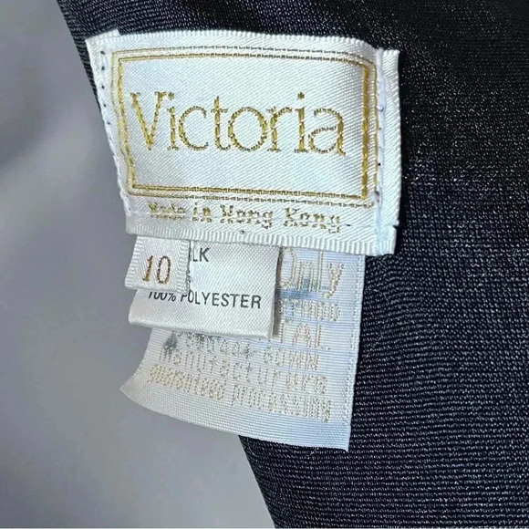 Vintage Victoria Black Silk Beaded Sequin Ball Gown Evening Dress Size 10 - Picture 13 of 15